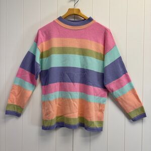 Vintage Bedford Fair Lifestyles Preppy Grannycore‎ Sweater Size L Pastel Striped
